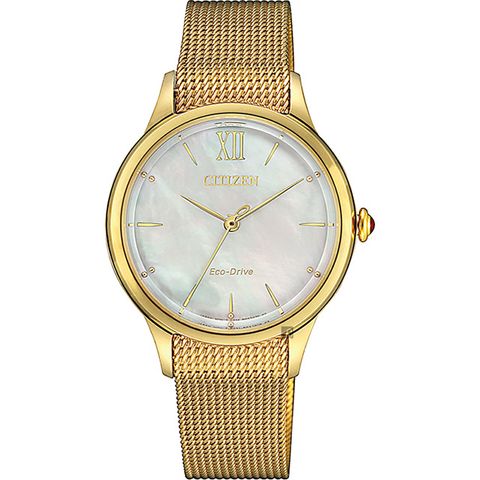 CITIZEN 星辰 L系列光動能女錶-香檳金 EM0812-89D