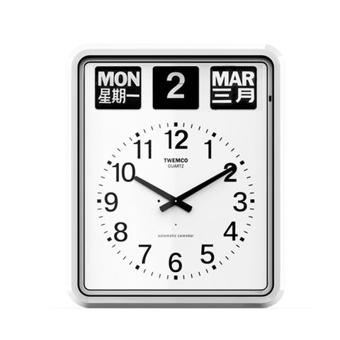 TWEMCO 機械式翻頁鐘 德國機芯 中文萬年曆 掛鐘 BQ-20 白色