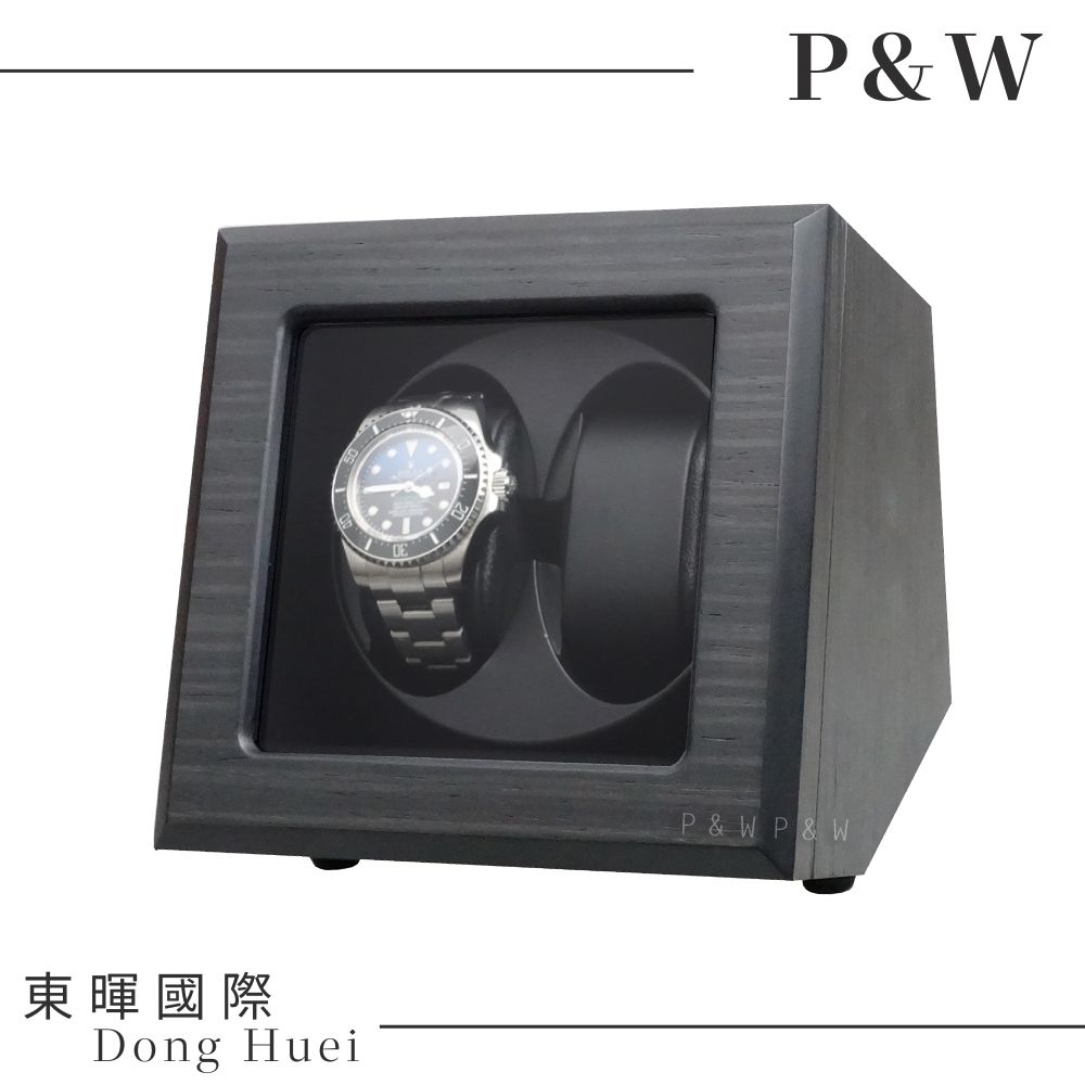 P&W 【手錶自動上鍊盒】【玻璃鏡面】2支裝 【5種轉速】矽膠錶枕【木質啞光烤漆】機械錶專用 旋轉盒 錶盒