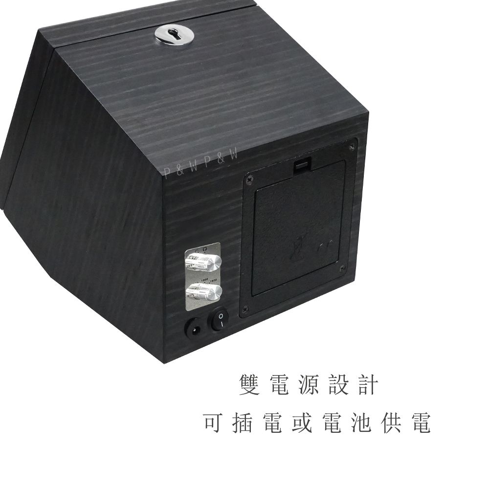 P&W 【手錶自動上鍊盒】【玻璃鏡面】2支裝 【5種轉速】矽膠錶枕【木質啞光烤漆】機械錶專用 旋轉盒 錶盒