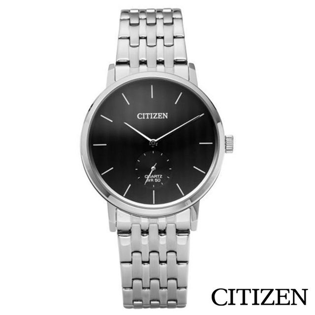 CITIZEN 星辰  日本機芯礦石強化玻璃不鏽鋼手錶-黑色(BE9170-56E)