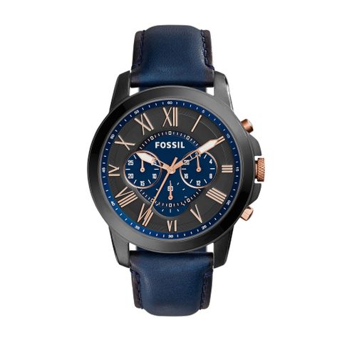 ★享指定專櫃售後服務★FOSSIL質感藍經典計時皮帶腕錶FS5061