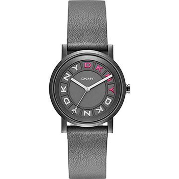 DKNY 紐約派對都會手錶-灰黑x桃紅/34mm NY2390