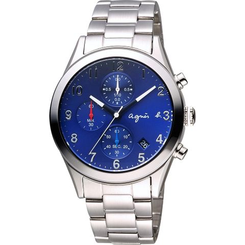 ▼原廠公司貨▼agnes b. 巴黎城市風尚計時手錶-藍x銀/40mm VD57-KT20B(BM3008X1)