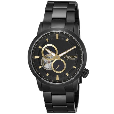 【LICORNE力抗錶】淬鍊系列 機械腕錶 (黑/金 LT139MBBI-K)
