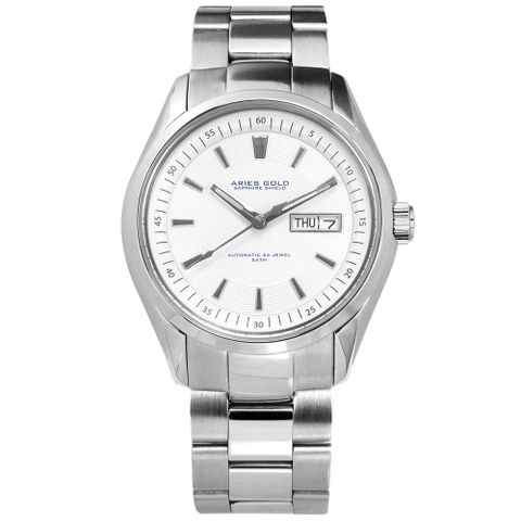 ARIES GOLD / G9004S-W / 機械錶 自動上鍊 藍寶石水晶玻璃 日期星期顯示 不鏽鋼手錶 銀白色 42mm