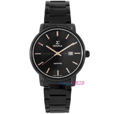 【SIGMA】簡約時尚 藍寶石鏡面黑鋼男錶 1122M-BG 玫瑰金/黑鋼 40mm 平價實惠的好選擇