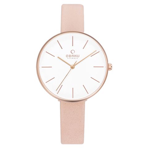 OBAKU 日系典雅皮革女腕錶-粉紅