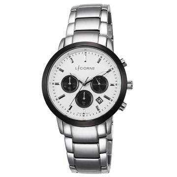【LICORNE力抗錶】捍衛系列 城市時尚三眼計時手錶(白黑/銀 LT135MTWI-W)