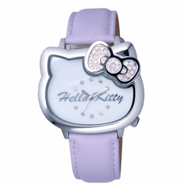 【HELLO KITTY】凱蒂貓愛戀經典造型手錶 (紫/銀 LK681LWWV)
