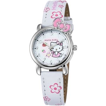 【HELLO KITTY】凱蒂貓俏皮寶貝蝴蝶結手錶 (白 KT008LWPW-1)