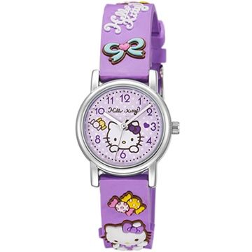 【HELLO KITTY】凱蒂貓生動迷人立體圖案手錶 (紫 KT015LWVV)