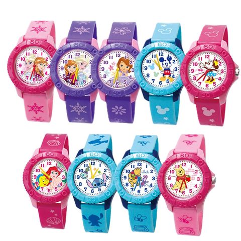 Disney迪士尼 可愛卡通人物繽紛雙色兒童膠錶