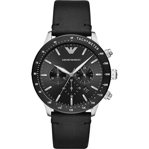 618購物節★精選推薦EMPORIO ARMANI 亞曼尼 個性計時手錶-黑皮帶/43mm AR11243