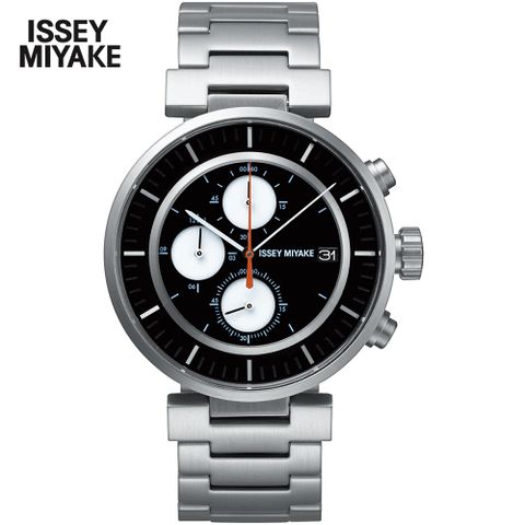 Issey Miyake 三宅一生 W系列三眼計時腕錶/黑X銀/43mm (VK67-0010D/SILAY001Y)