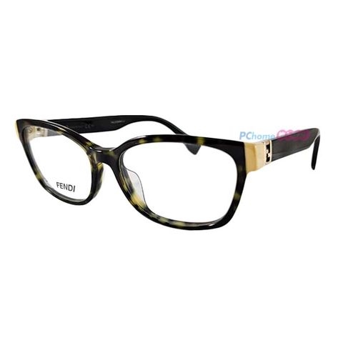 快閃★激殺優惠↘快速出貨【FENDI】FF0130F TRD 光學眼鏡鏡框 橢圓鏡框 膠框眼鏡 琥珀綠+黃框 52mm