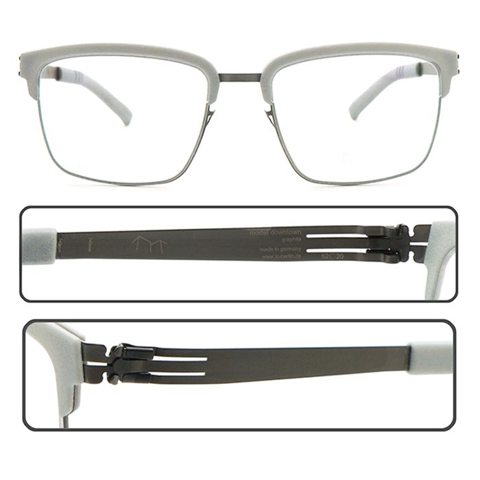 ic! berlin】德國薄鋼光學眼鏡鏡框downtown graphite 無螺絲專利設計
