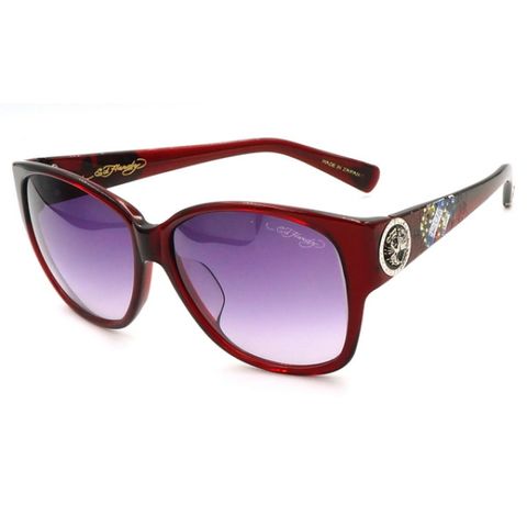【ED Hardy】墨鏡太陽眼鏡 TIGER 2 RED 橢圓框墨鏡 大版面太陽眼鏡 紅 美式潮流x日本工藝
