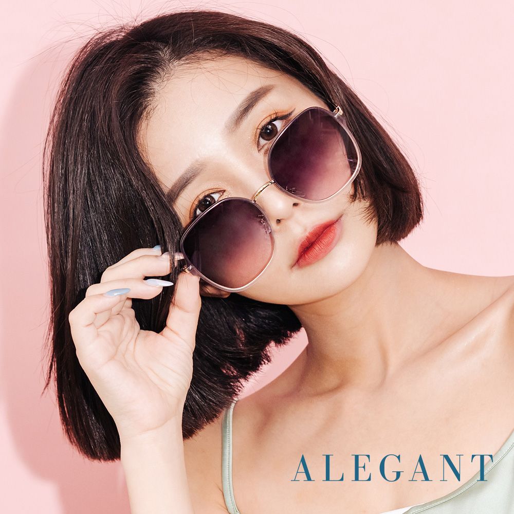 ALEGANT 輕時尚漸層仲夏漸層藍粉果凍透視金屬鏡框設計墨鏡/UV400太陽眼鏡