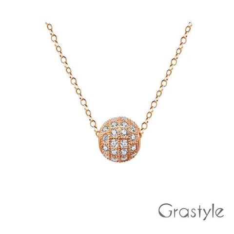 GraStyle 歐莉寶 義大利925純銀圓球造型項鍊(玫瑰金)