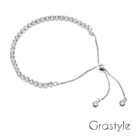 GraStyle 歐莉寶 義大利925純銀單排調整手鍊(白K金)