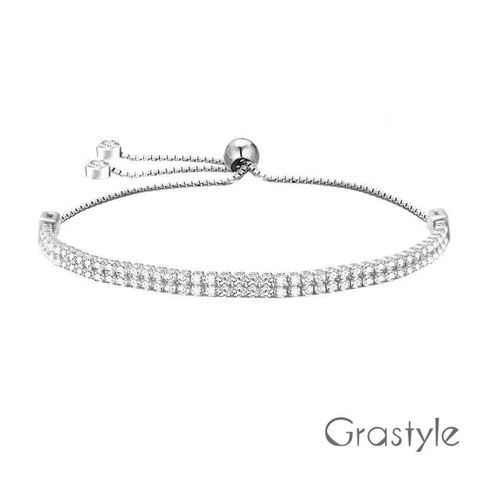 GraStyle 歐莉寶 義大利925純銀雙排調整手鍊(白K金)