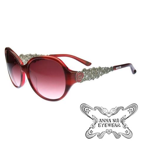【南紡購物中心】 Anna Sui 玫瑰特殊金屬鏤空造型款太陽眼鏡(紅)AS854-205