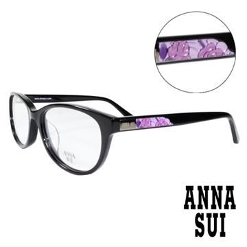 Anna Sui 安娜蘇 【南紡購物中心】 綻放薔薇浮雕造型眼鏡(黑色)AS618-001