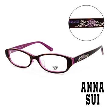 Anna Sui 安娜蘇 【南紡購物中心】 日本 時尚豹紋薔薇造型平光眼鏡(咖啡) AS575188