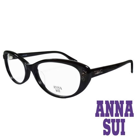 Anna Sui 安娜蘇 【南紡購物中心】 金屬時尚水鑽薔薇造型眼鏡(黑)AS622-001