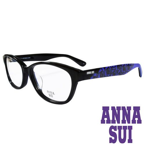 Anna Sui 安娜蘇 【南紡購物中心】 浪漫薔薇花紋造型眼鏡(黑+藍)AS636-001