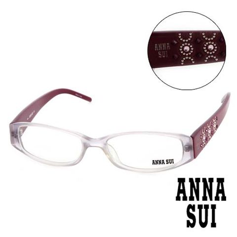 Anna Sui 安娜蘇 【南紡購物中心】 日本 時尚粉鑽幾何造型平光眼鏡(酒紅) AS10203