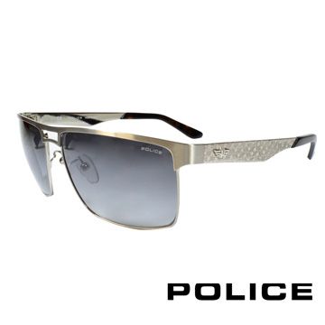 【南紡購物中心】POLICE 義大利警察都會款個性型男眼鏡-金屬框(銀色) POS8873-0Q39