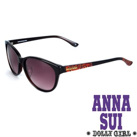 【南紡購物中心】 Anna Sui安娜蘇日本Dolly Girl系列復古印花圖騰款造型太陽眼鏡‧黑+紅【DG811112】