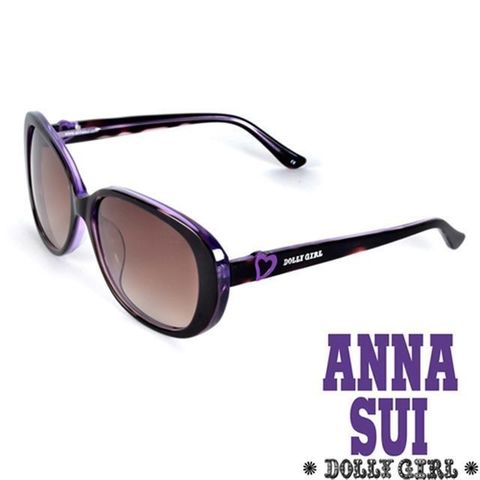 【南紡購物中心】 Anna Sui日本Dolly Girl系列甜美少女愛心款造型太陽眼鏡‧黑+紫【DG803107】