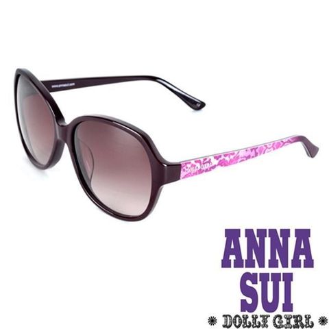 【南紡購物中心】 Anna Sui安娜蘇日本Dolly Girl系列復古印花圖騰款造型太陽眼鏡‧黑+紫【DG805702】