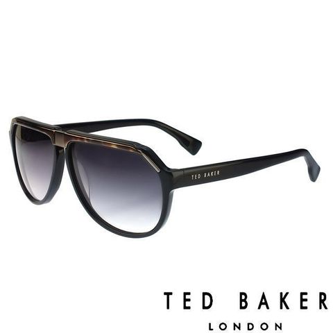 Ted Baker 【南紡購物中心】  倫敦質感雅痞俏皮水滴型太陽眼鏡(黑) TB1239001