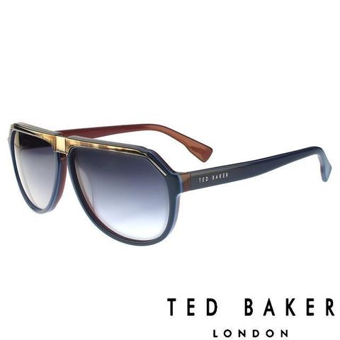 Ted Baker 【南紡購物中心】  倫敦質感雅痞俏皮水滴型太陽眼鏡(星燦藍) TB1239625