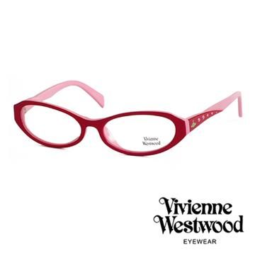 【南紡購物中心】Vivienne Westwood 薇薇安．魏斯伍德 皇家貴氣水鑽光學眼鏡(粉色) VW19303
