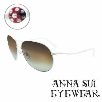 【南紡購物中心】Anna Sui 晶鑽飛官款流線設計小瓢蟲墨鏡(白)AS805-872