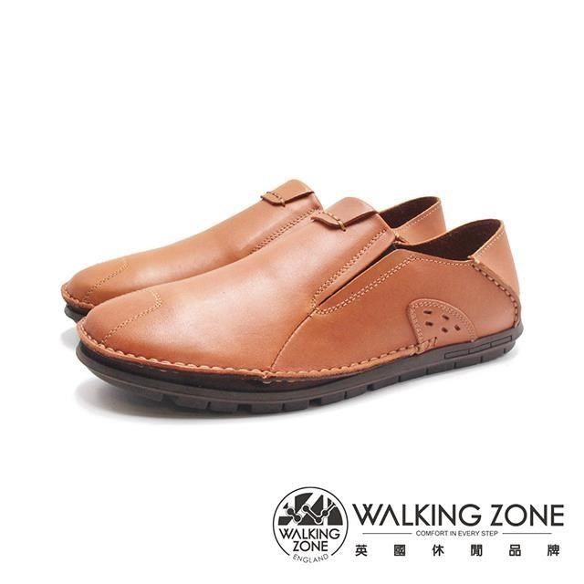 WALKING ZONE 英倫真皮自然風格開車鞋 男鞋-咖啡色(另有黑/棕)