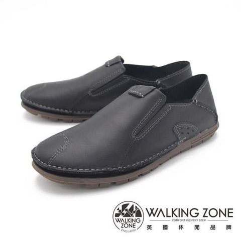 WALKING ZONE 英倫真皮自然風格開車鞋男鞋-黑(另有咖、棕)