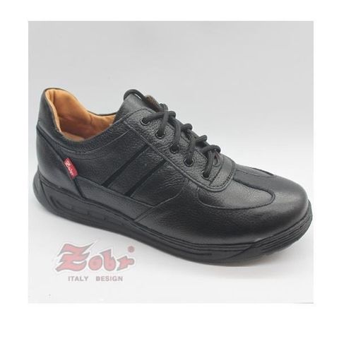 【南紡購物中心】 ZOBR路豹  紳士真皮雙彈力氣墊休閒鞋黑款 UB92