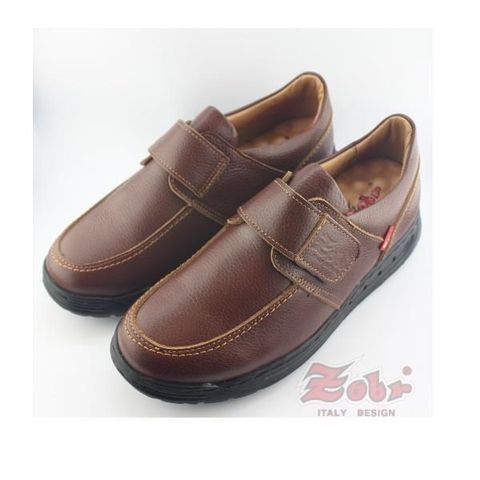 【南紡購物中心】 ZOBR路豹 紳士真皮雙彈力氣墊休閒鞋棕豆款 U263A