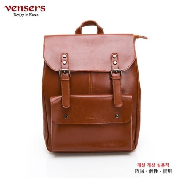 vensers 【南紡購物中心】 小牛皮潮流個性後背包(NL1078301棕色) 