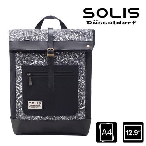 【南紡購物中心】 SOLIS【反光迴旋系列】拼接方型後背包