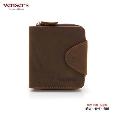 vensers 【南紡購物中心】 小牛皮潮流個性皮夾(NB0027201咖啡短夾) 