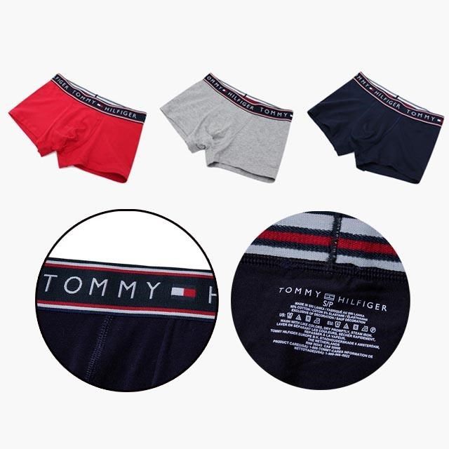 Tommy】Tommy Hilfiger 男內褲四角男內褲純棉中低腰超值3件盒組／紅+藍