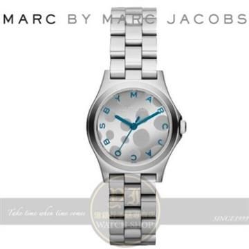 MARC BY MARC JACOBS 【南紡購物中心】 MARC BY 國際精品計Henry Glossy Pop 時尚腕錶-藍/銀/27mm MBM3269公司貨