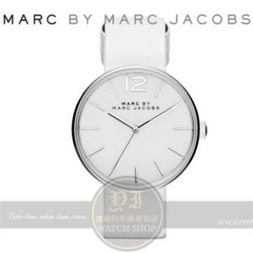 MARC BY MARC JACOBS 【南紡購物中心】 MARC BY 國際精品Peggy簡約時尚真皮腕錶-白/36mm MBM1361公司貨